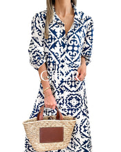 Load image into Gallery viewer, Navy Capri Shirt Dress
