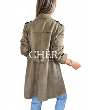 Load image into Gallery viewer, Monpier Suede Coat Olive Green
