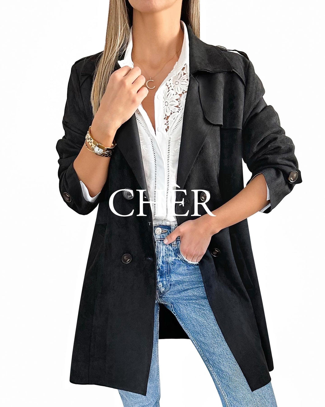 Suede Monpier Coat Black