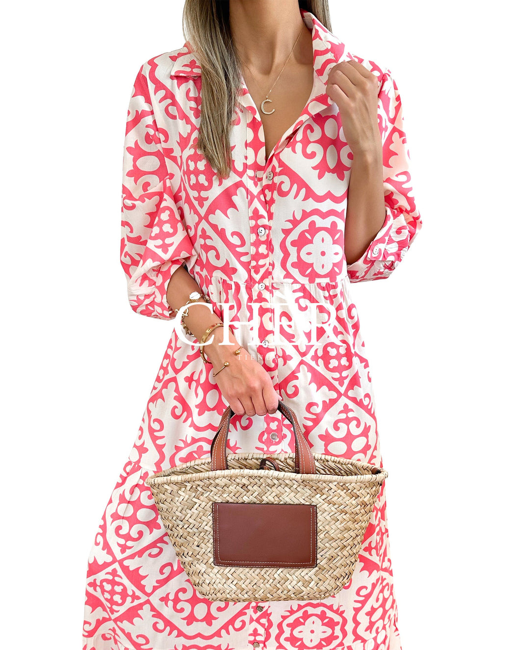 Coral Capri Shirt Dress