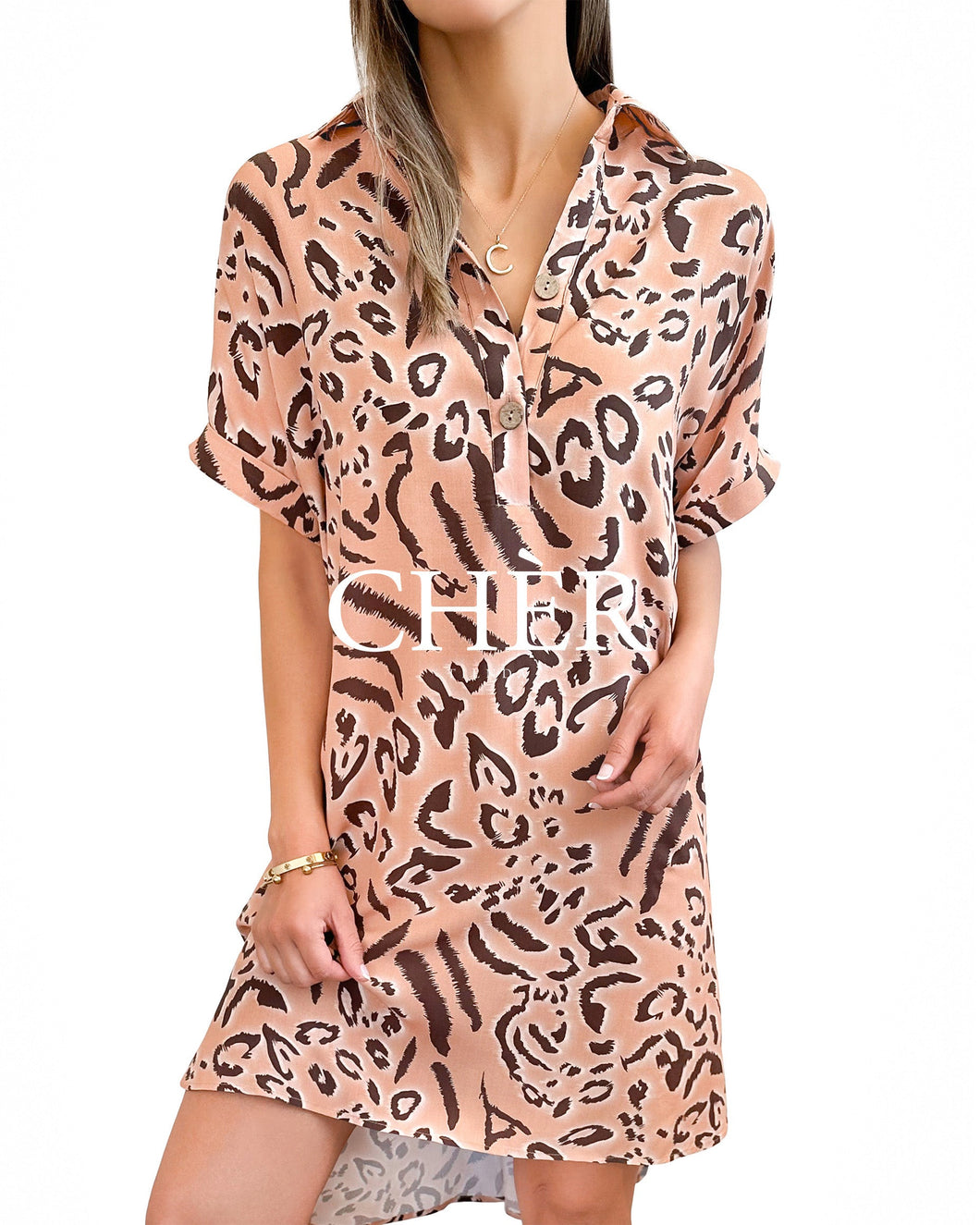 Vestido Kim Print Camel